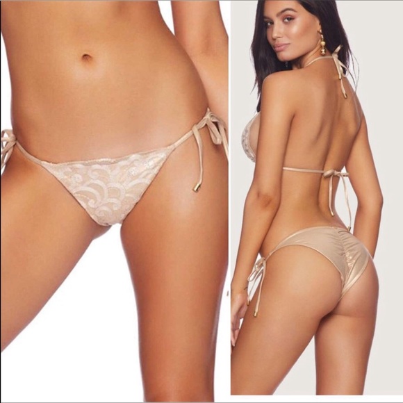 Beach Bunny Rosie Gold Lace Bikini Bottom